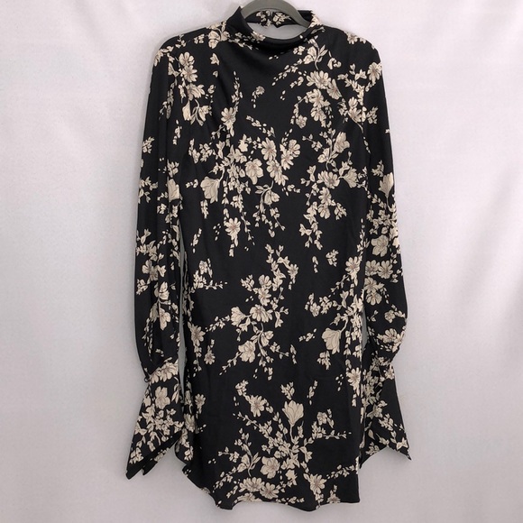 🔥Free People black Floral long sleeve Mini Dress - Picture 13 of 15